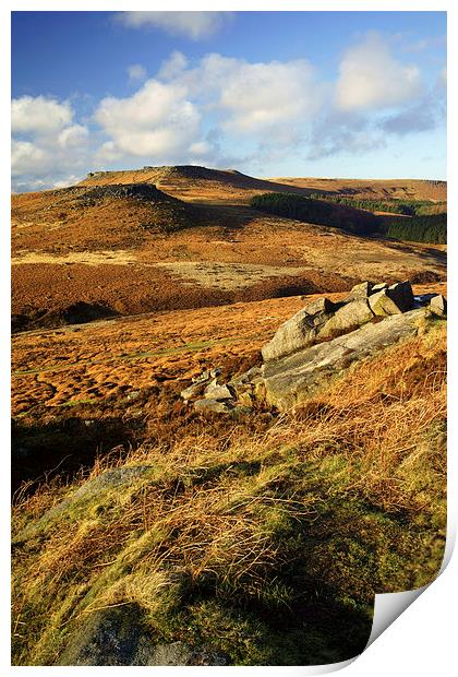 View from Burbage Rocks Print by Darren Galpin