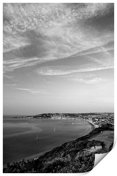Swanage View in Mono Print by Darren Galpin