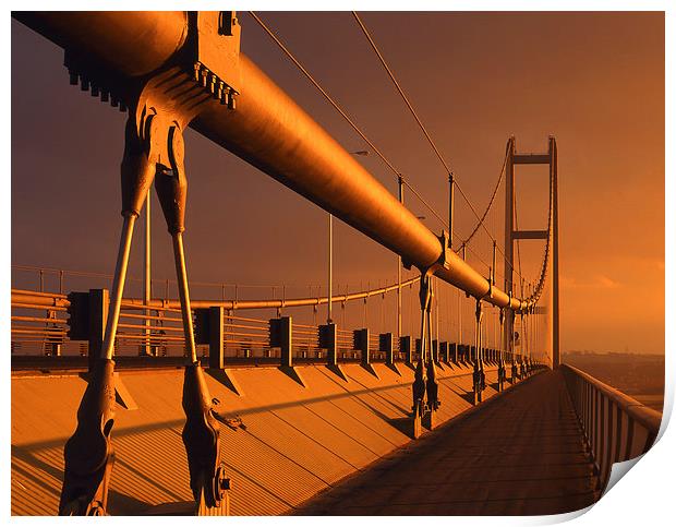 Humber Bridge at Sunset Print by Darren Galpin