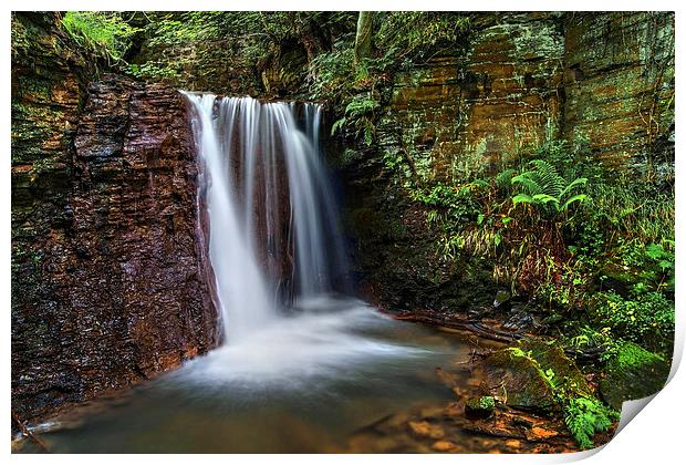 Waterfall near Damflask Reservoir Print by Darren Galpin