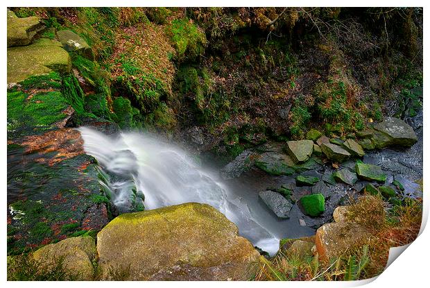 Looking Down Middle Black Clough Falls  Print by Darren Galpin