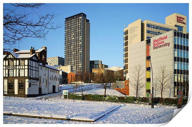 Hallam University and City Centre from Pond Street Print by Darren Galpin
