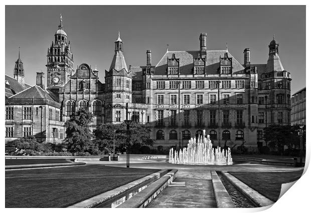 Sheffield Town Hall and Peace Gardens              Print by Darren Galpin