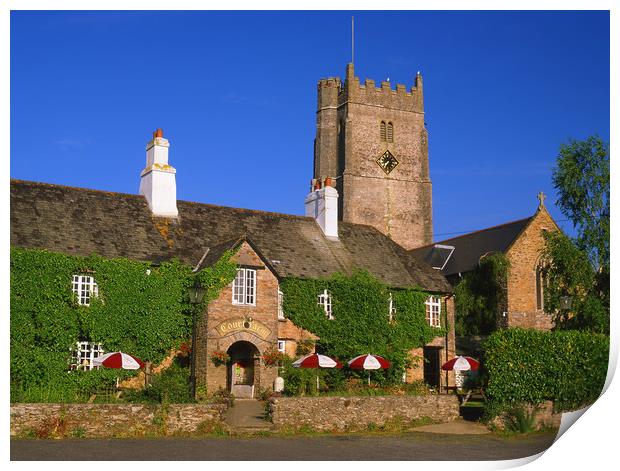 Court Farm Inn & Blessed Virgin Mary Church Print by Darren Galpin