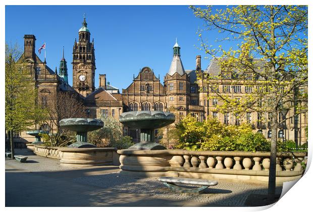 Sheffield Town Hall & Entrance to Peace Gardens Print by Darren Galpin