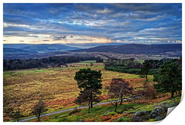 View across Longshaw & The Hope Valley Print by Darren Galpin