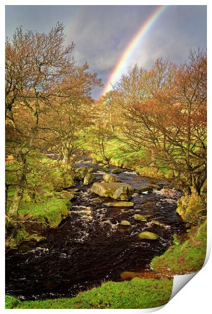 Rainbow over Burbage Brook Print by Darren Galpin
