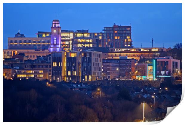 Barnsley Town centre at Night Print by Darren Galpin