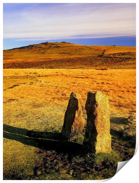 Merrivale Stone Rows and Great Staple Tor Print by Darren Galpin