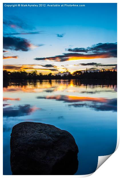 Bolam lake sunset. Print by Mark Aynsley