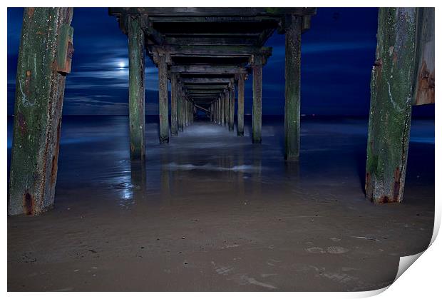 Under the pier at night Print by Paul Nichols