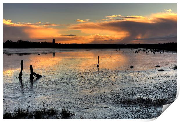  Sunset at Blythburgh Print by Paul Nichols