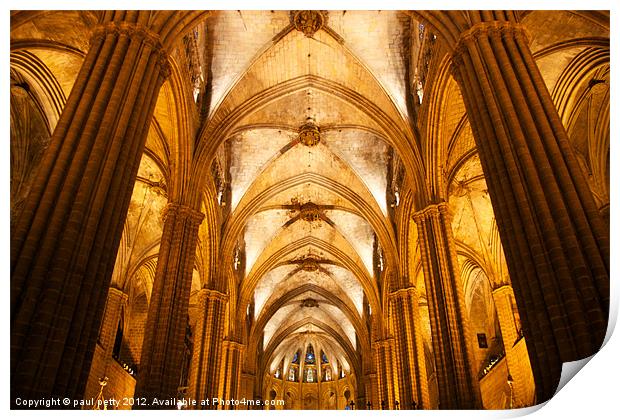Barcelona Cathedral Print by paul petty