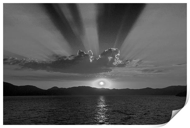 Black and White Sunset Print by Shaun Cope