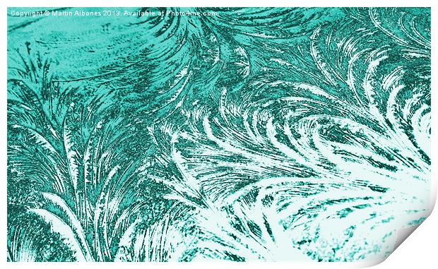 Ice Feathers In Cyan Print by Martin Albones