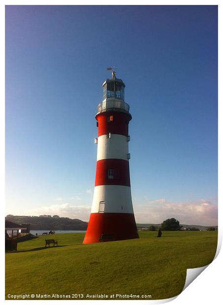 Plymouth Hoe Lighthouse Print by Martin Albones