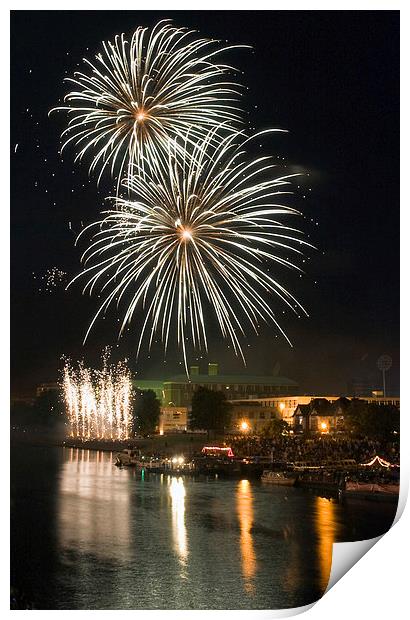 Fireworks on the River Trent Print by Tracey Whitefoot