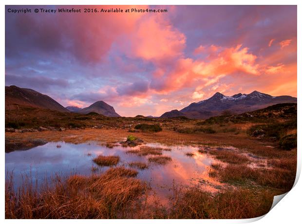 Sligachan Fire  Print by Tracey Whitefoot