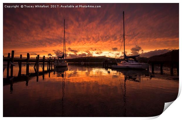 Fire Over Windermere  Print by Tracey Whitefoot