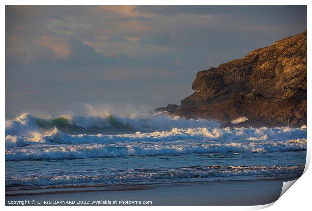 Holywell Bay Print by CHRIS BARNARD