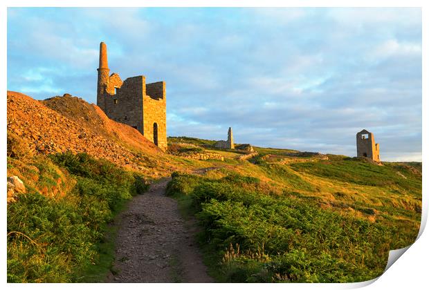 West Wheal Owles Engine House Botallack Print by CHRIS BARNARD