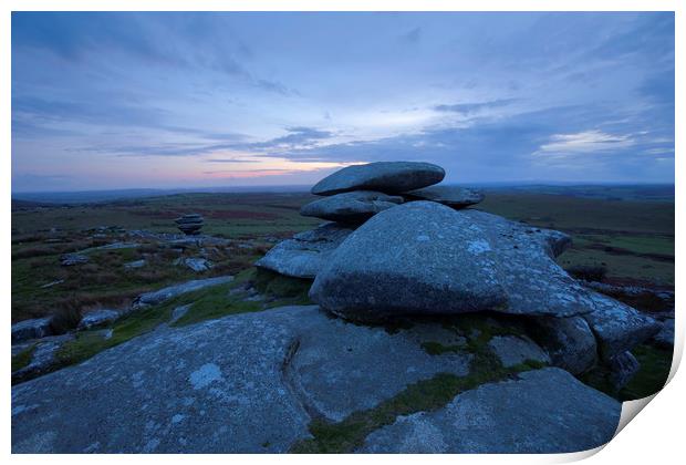 Sunset on Stowes Hill Bodmin Moor Print by CHRIS BARNARD