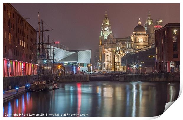 Liverpool at night Print by Pete Lawless