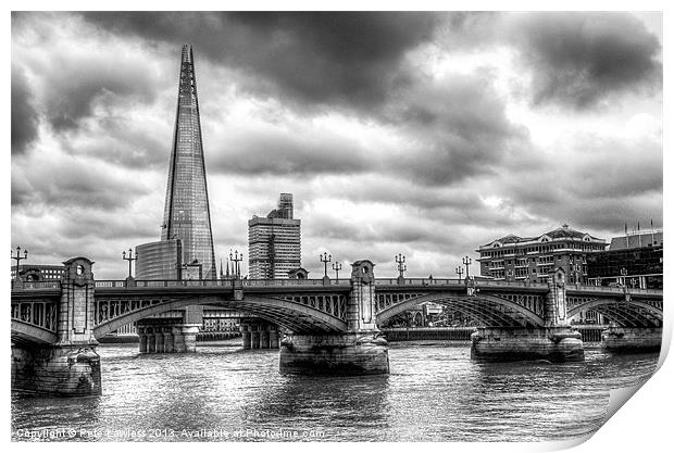 London Southwark Bridge and Shard Print by Pete Lawless