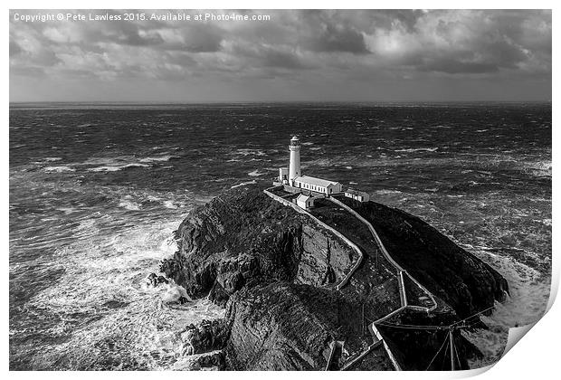  Stormy sea at South Stack Print by Pete Lawless