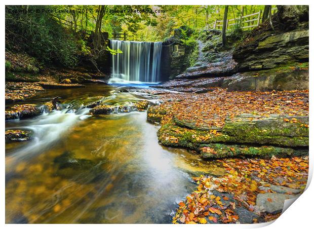 Nant Mill Waterfall Autumn Print by Pete Lawless