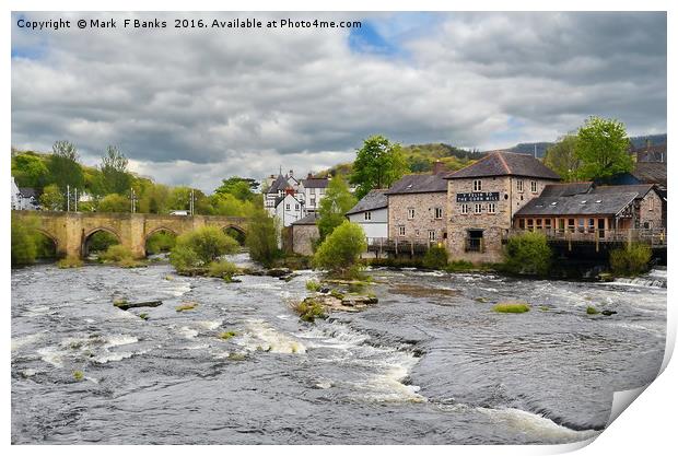 River Dee from the train station at Llangollen  ,W Print by Mark  F Banks