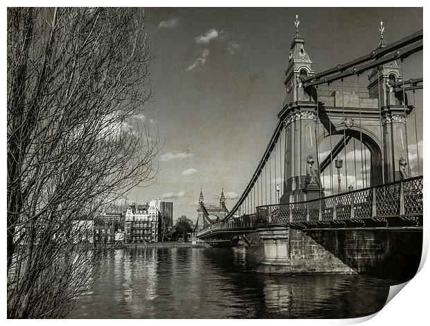 Hammersmith bridge Print by Jon Mills
