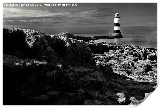 Trwyn Du Lighthouse Print by Colin Keown