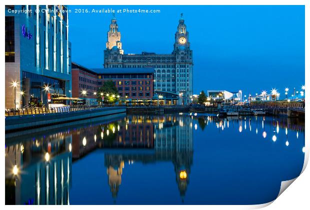 Liver Buildings from Princes Dock Print by Colin Keown