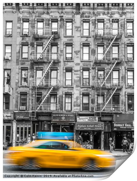 Yellow Cab, Hell's Kitchen Print by Colin Keown