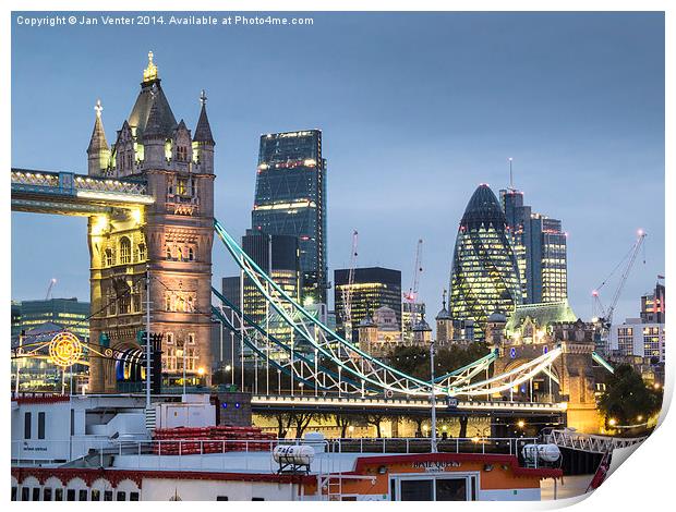  Tower Bridge and the City Print by Jan Venter