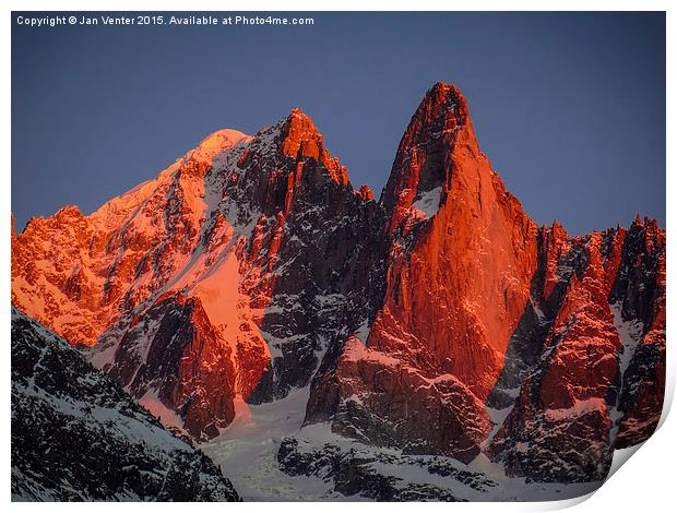   Aiguille des Drus Print by Jan Venter