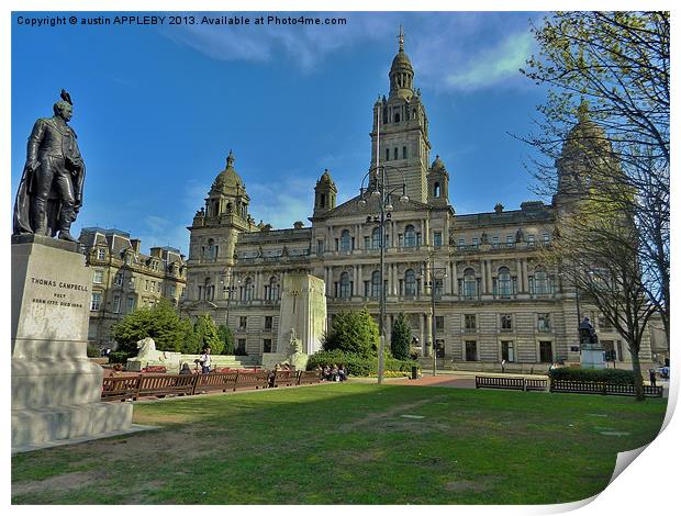 CITY CHAMBERS GEORGE SQUARE GLASGOW Print by austin APPLEBY