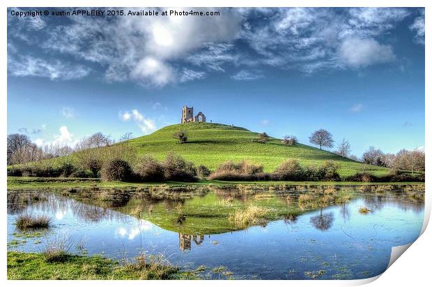  Burrow Mump Flood Reflections Print by austin APPLEBY