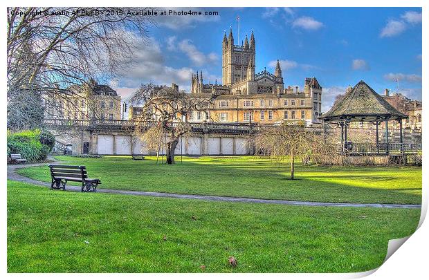  Bath Abbey from Parade Gardens Print by austin APPLEBY