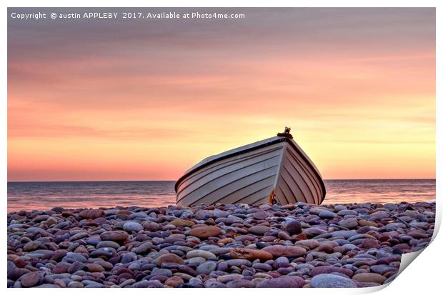 Budleigh Boat On The Pebbles Print by austin APPLEBY