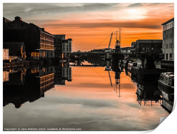 The Sun Setting over the Docks  Print by Jane Metters