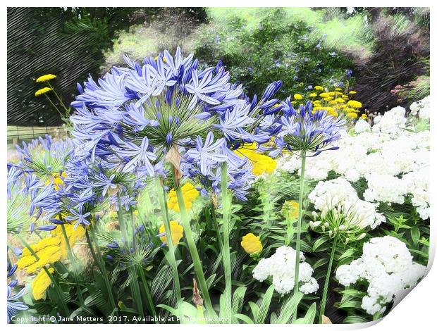 Flowers in the Garden Print by Jane Metters