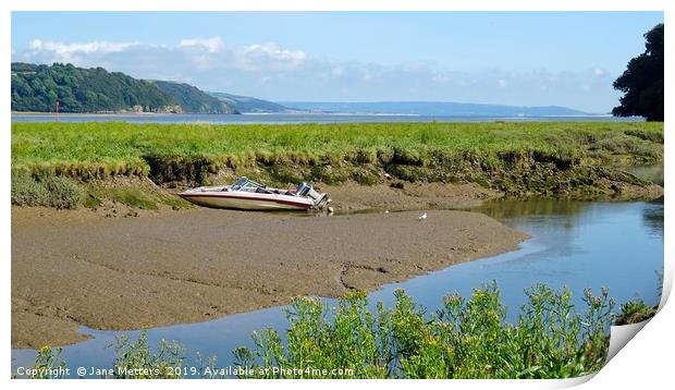 Low Tide at Laugharne Print by Jane Metters