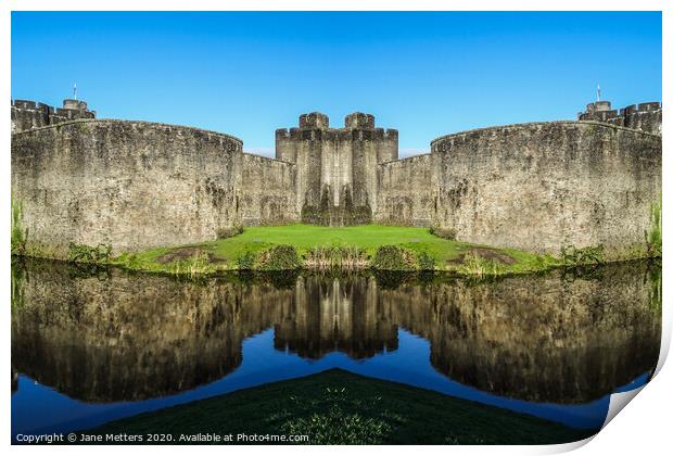Castle Reflected in the Moat Print by Jane Metters