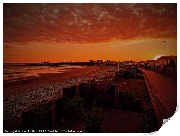 Sunset in Porthcawl Print by Jane Metters