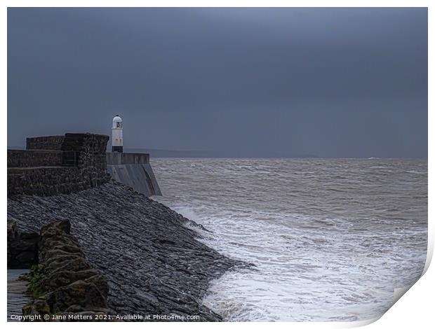Porthcawl Lighthouse  Print by Jane Metters