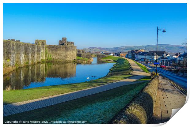 Caerphilly Town Print by Jane Metters