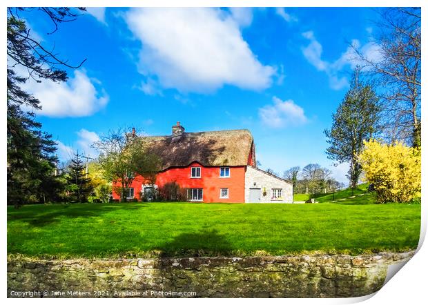 Thatched Cottage Print by Jane Metters