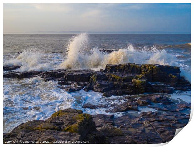 Porthcawl Sea Print by Jane Metters